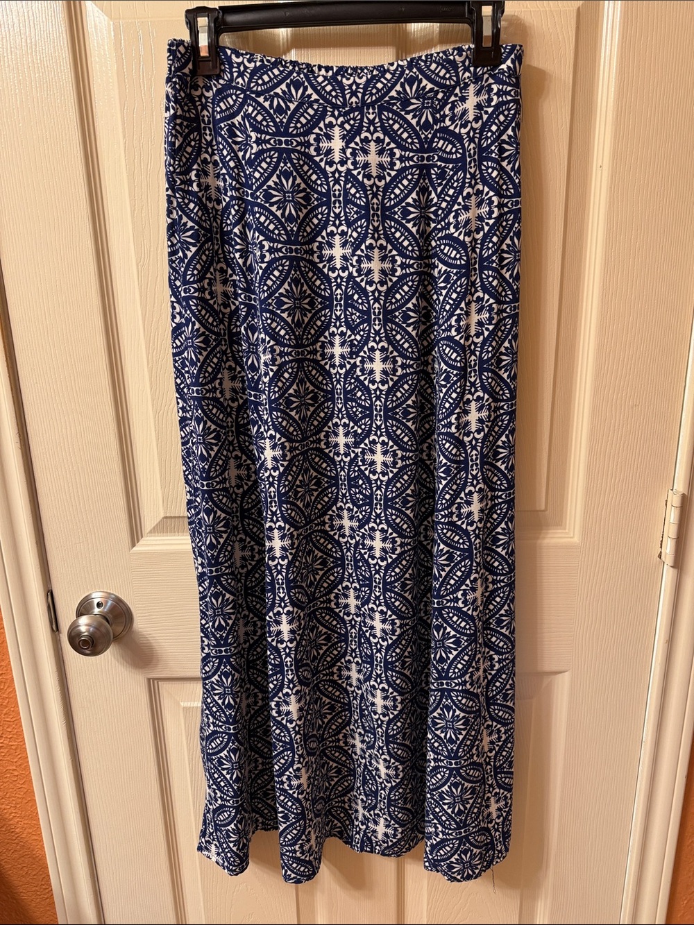 Dress Barn Navy and White Geometric Maxi Skirt